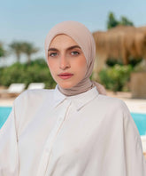 Pleated Chiffon Square Scarf - Bone Beige